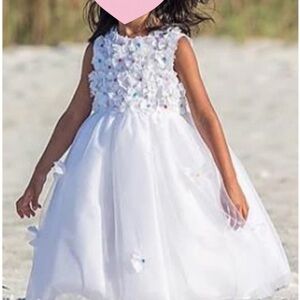 Sarah Louise Sleeveless Flower Girl Special Occassion Dress w/ Flower Appliqués